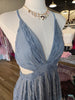 Dusty Blue Lace Maxi Dress with Cut Out