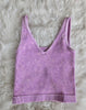 Lavender 2 Way Washed Ribbed Crop Tank
