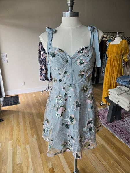 Lt. Blue Sequin Embroidered Mine Dress