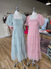 Sage Tulle Puff Sleeve Smocked Midi