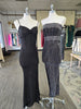Black Glitter Corset-style Slit Maxi Dress