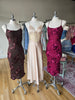 Wine Mesh Floral Embroidery Midi Dress