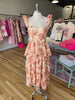 Rose Floral Tiered Midi Dress