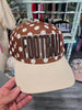 Brown Football White Polka Dot Cap