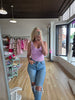 Lavender 2 Way Washed Ribbed Crop Tank