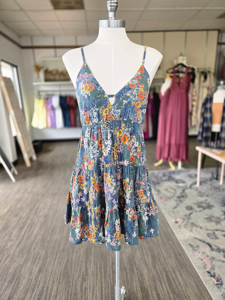 Teal Fields Mini Dress