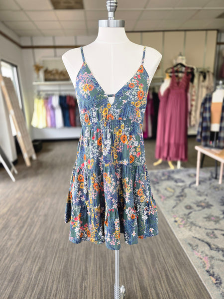 Teal Fields Mini Dress