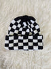 Black Checker Soft Plush Beanie Hat