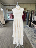 Cream Tiered Strapless Ruffle Dress