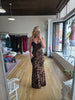 Brown W/ Black Velvet Floral Maxi