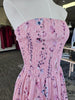 Pink Floral Strapless Midi Dress