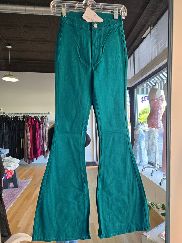 Teal Green Stretchy Bell Bottoms