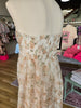 Light Khaki Floral Strapless Corset Midi Dress