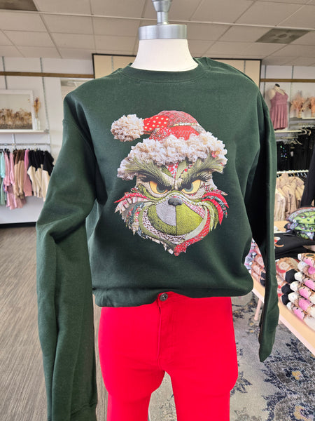 Grinchy Patchwork Green Sweatshirt