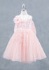Blush Floral Embellishments Ruffle Back Girls Dress