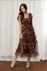 Brown Floral Bow Detail Midi Dress