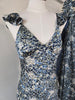 Denim Bloom Floral Flutter Shoulder Maxi Dress