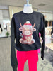 Faux Yarn Heifer Christmas Black Sweatshirt