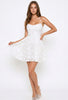 Ivory Flower Lace Ruffle Flare Mini Dress