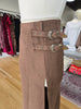 Brown Suede Buckle Maxi Skirt