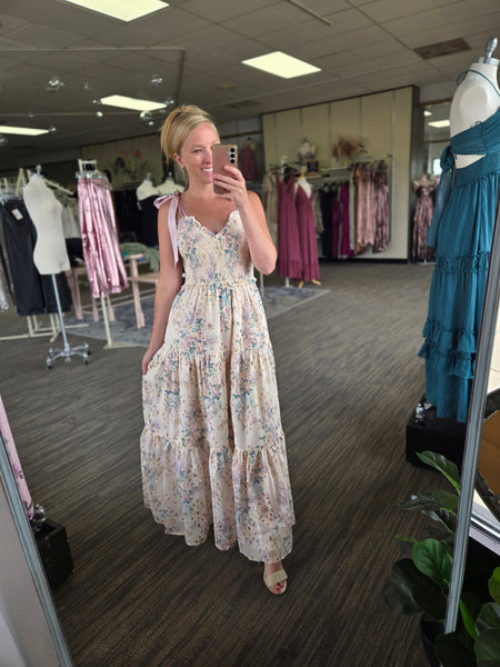 Floral Embroidered Eyelet Maxi Dress