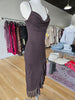 Brown Rhinestone Ruffle Dress