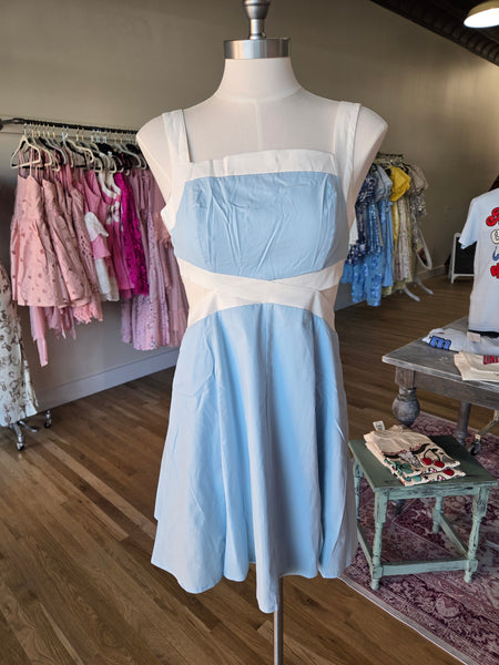 Ice Blue Cut Out Fit & Flare Dress