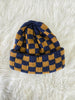 Navy Checker Soft Plush Beanie Hat