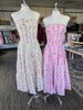 Pink Floral Strapless Midi Dress