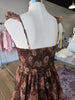 Brown Floral Corset Tiered Midi Dress