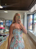Lt Blue Floral A-Line Midi Dress