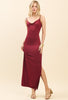 Wine Wood Cowl Neck W Layered Strap Maxi Dress