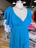 Blue Boho Maxi W/ Flutter Sleeves