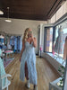 Light Blue Clear Sequin Lace Midi Dress