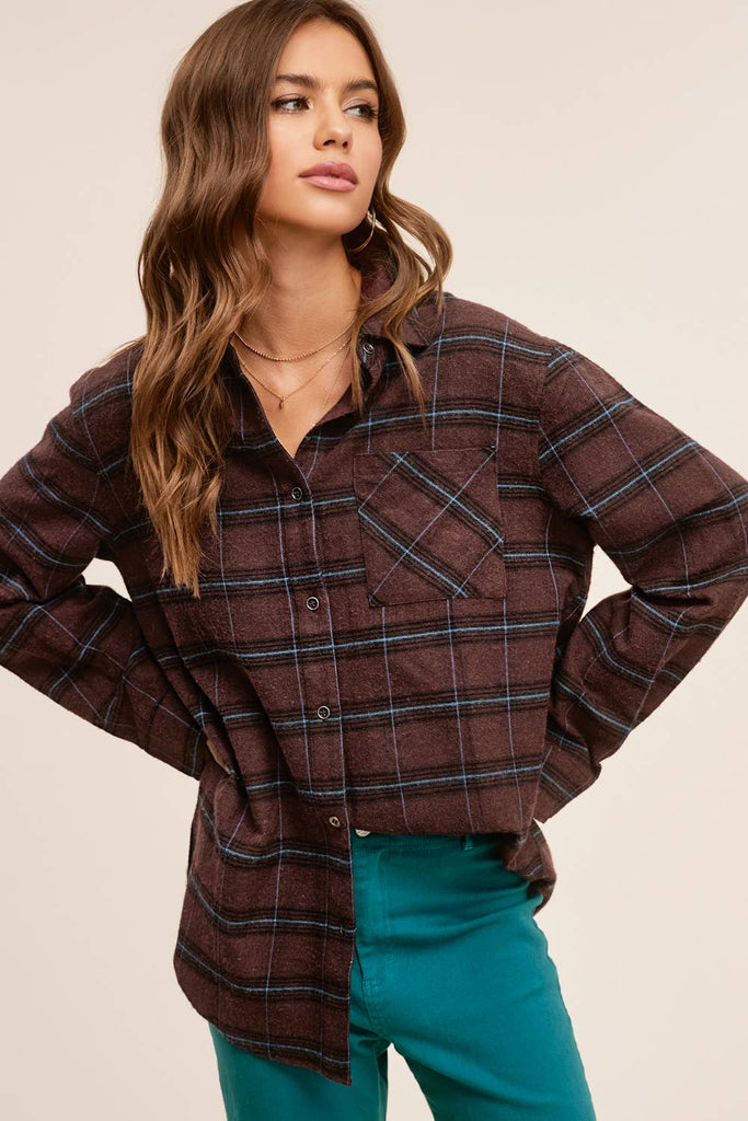 Brown Button Down Plaid Flannel