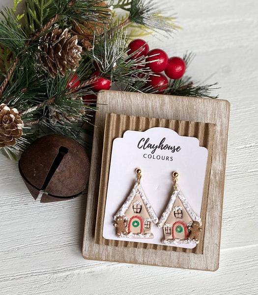 Gingerbread House Clay Earrings