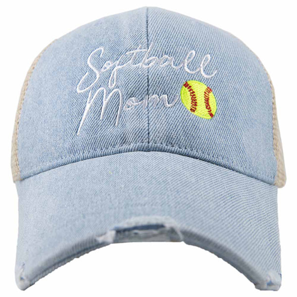 Softball Mom Denim Trucker Hat