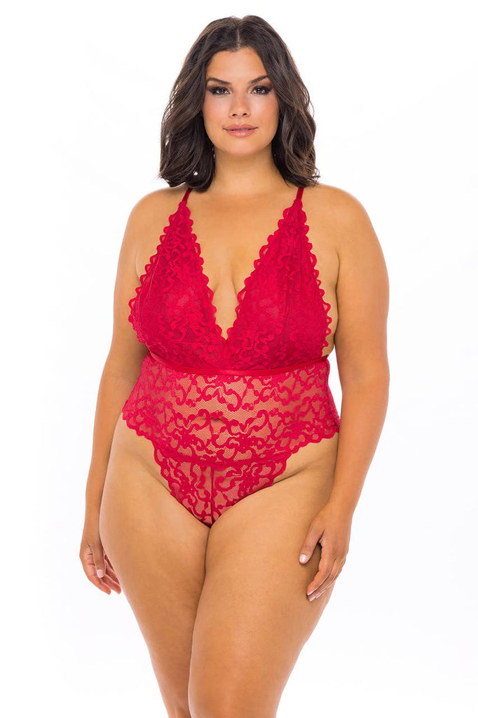 Red Jeana Lace Teddy