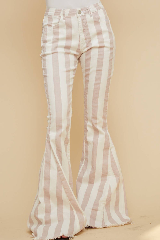 Blush Striped Flare Bell Bottoms